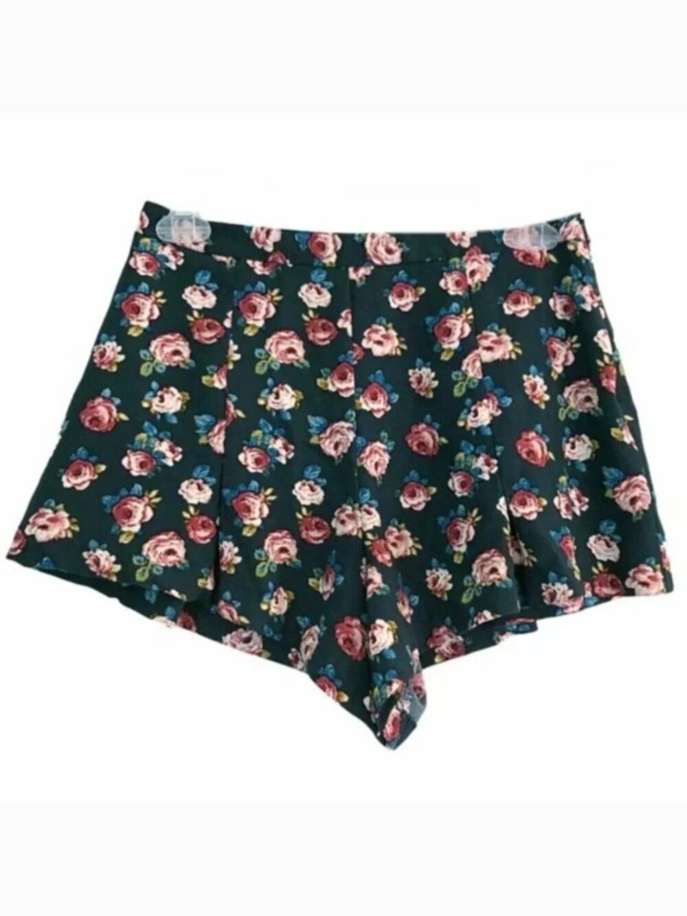 FOREVER 21 Green Pink Cream Floral Boho High Waisted Waist Rise Shorts JUNIORS S